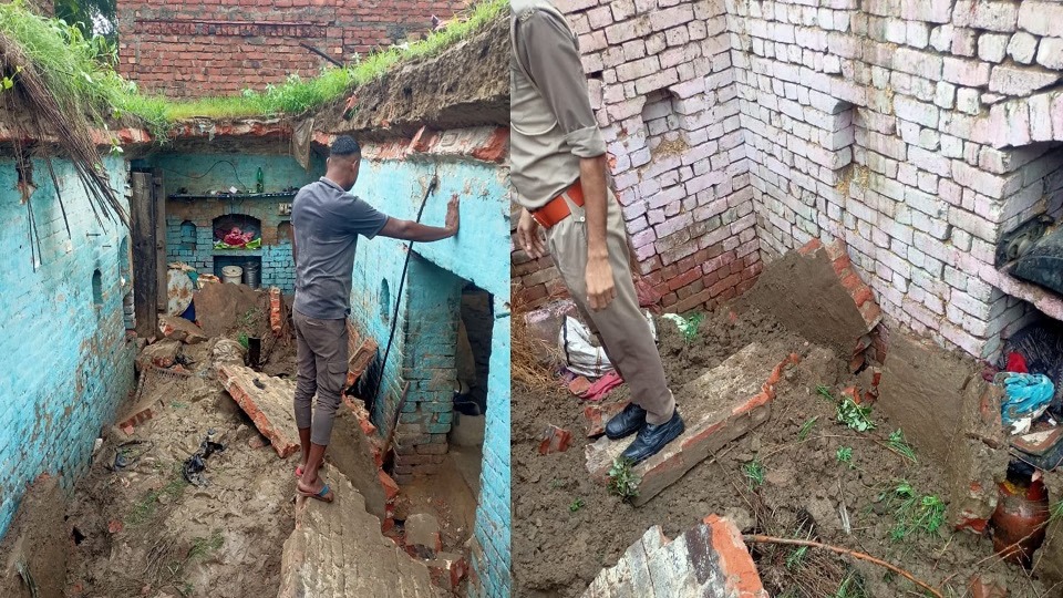 Kannauj : बारिश में भरभराकर गिरा कच्चा मकान, मलबे में दबा पूरा परिवार