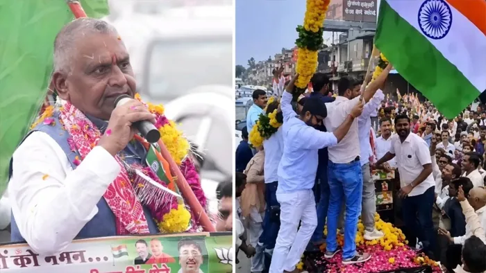 अनोखा अंदाज: भारतीय जनता पार्टी के सांसद ने थार के बोनट पर चढ़े समर्थकों के आगे जोड़े हाथ