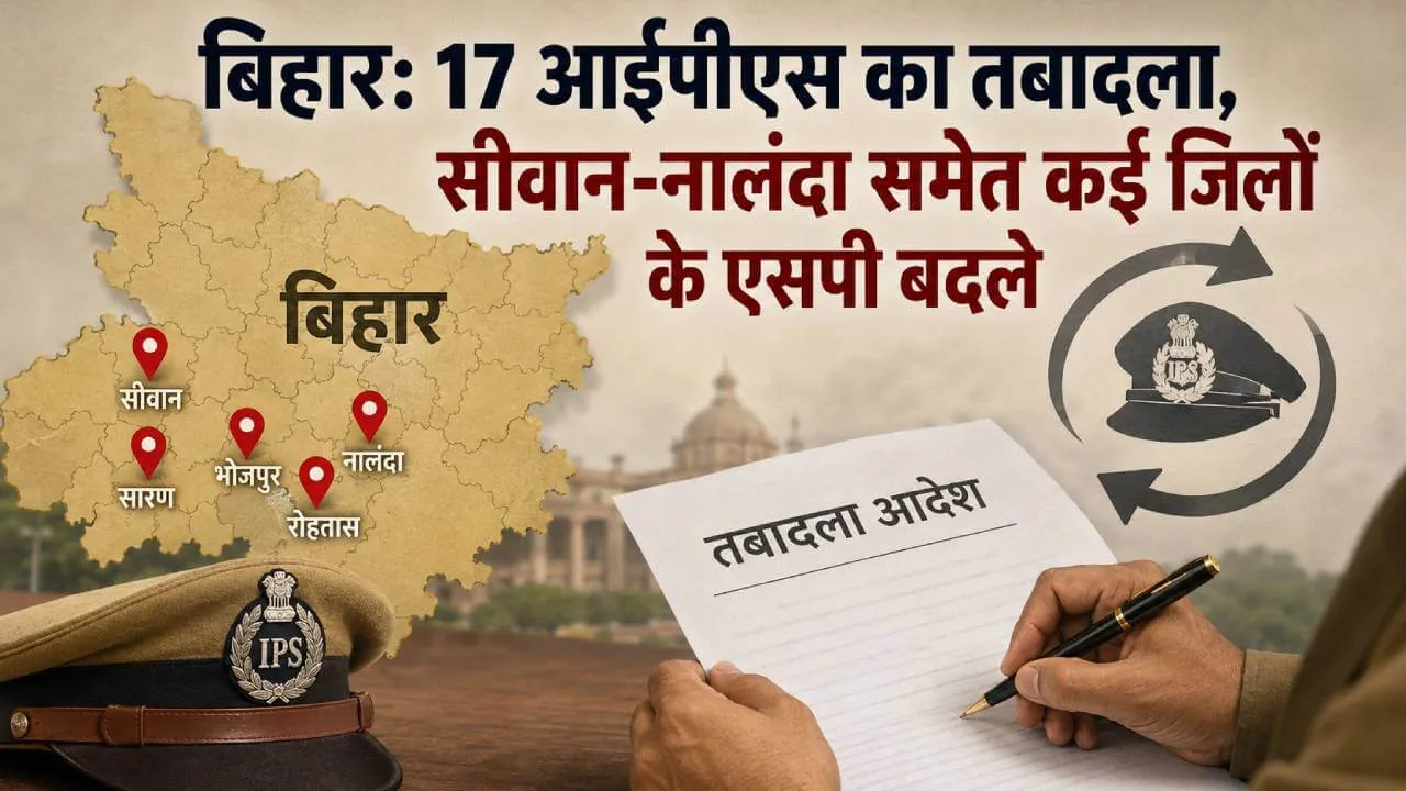 प्रशासनिक फेरबदल: बिहार में 17 IPS अधिकारियों का तबादला, भोजपुर और सीवान के SP भी बदले गए